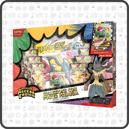 Pokemon Megaevoluzioni Ascesa Eroica Collezione Con Poster Premium Mega Lucario